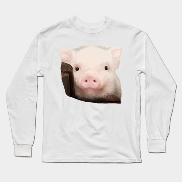 Pig Pet Cute - Oil Paint Long Sleeve T-Shirt by ngoclucbkhn